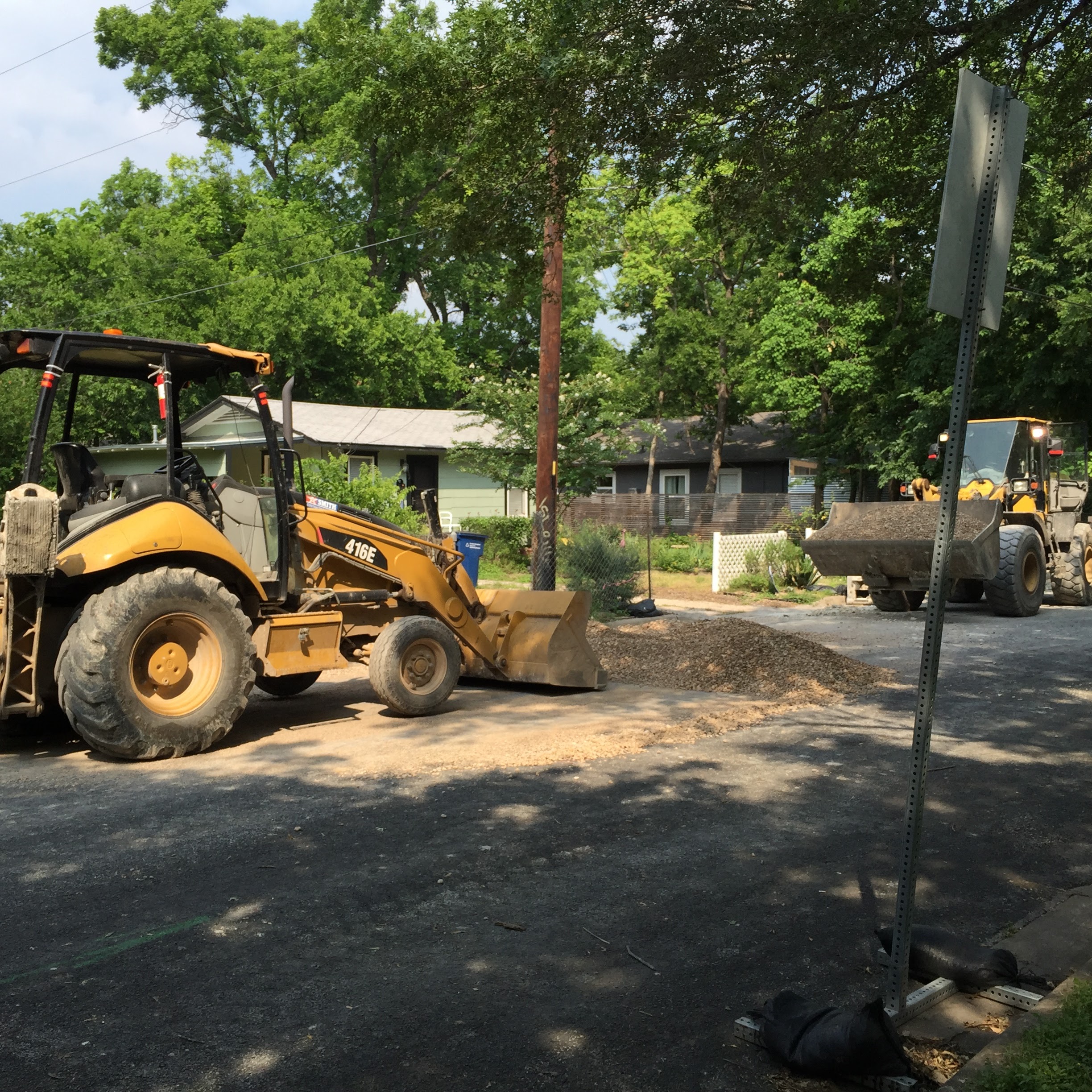 Heavy machinery working on road construction